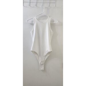Review Rosse High Neck Bodysuit Ivory White Sleeveless Snap Closure Small NWT